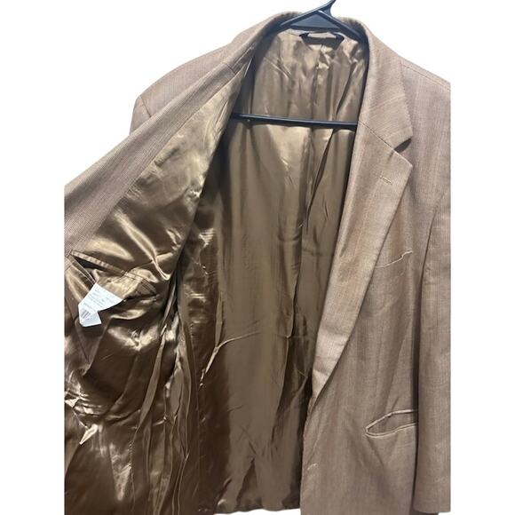 346 Brooks Brothers Silk Wool Plaid Blazer Sport Coat Suit Jacket 46 L Brown Tan - Picture 4 of 13